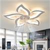 Dfiacn Moderno Lampadario Con Ventilatore Da Soffitto Soggiorno Silenzioso Lampadario Ventilatore Dc Motore Dimmerabile Reversibile Ventilatore Lampadario E Telecomando 6 Velocità, Bianco