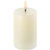 UYUNI LIGHTING Candela con fiamma tremolante a LED 3D brevettata, design elegante e minimale, base in cera - Pillar Ivory 5 x 10,4 cm