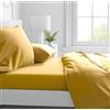Corredocasa Completo Lenzuola in Purissimo Cotone 100% Tinta Unita, Manifattura Italiana di Alta qualità, per Un Letto Comfort Elegante e Duraturo (Giallo, Singolo)