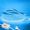 HEGEHE - Striscia LED 220V Dimmerabile [1M, Blu Ghiaccio], 120 LEDs/m Striscia LED impermeabile IP65 flessibile e tagliabile CRI90+, illuminazione decorativa per casa e negozi