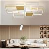 LIUYU Lampadario Soggiorno LED Soffitto Dimmerabile, Plafoniera Moderna con Telecomando, 110x70cm 95W Rettangolare Oro e Bianco, per Camera da Letto