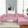 OKJK Copridivano con penisola in Velluto Elasticizzato all-Inclusive, Universale Quattro Stagioni per Soggiorno Proteggi Divano di Facile Manutenzione (Light Pink,Part B-B 140-185cm)