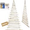 BOGATECO - Albero di Natale fatto a mano, altezza 205 cm, in legno di nocciola, da appendere, decorativo, con luci a LED da 10 cm, pannelli in legno collegati con una corda di iuta spessa 6 mm