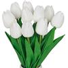 VaryFloral 10 Pezzi Fiori Finti per Decorazioni Fiori Artificiali Tulipani Fiori Realistici Bianco Fiore in Lattice Tulipano Bouquet Sposa per Matrimonio Stanza Famiglia Alberghi Festa Decorazione