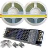 Mondo Strisce Led: Kit da 10 metri di Strip Led 120W (2 Bobine da 5mt + 1 Trasformatore da 150W Slim), Alta Luminosità 10.000Lumen 3200Led 24V Luce Bianco Freddo 6000k. Striscia Led COB ip20 Strip