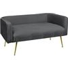 IlGruppone Divano Due Posti in Velluto Gambe in Acciaio Color Oro Divanetto 2 Persone 126x49x57 Cm Design Moderno Soggiorno Panca Pie di Letto - Stone