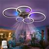 ZOMLBOF Ventilatore da Soffitto con Luce Reversibile con Tempistica 6 Velocità,Dimmerabile Silenziosa RGB Soggiorno Lampadario Ventilatore con Telecomando,Camera da Letto e Sala 95CM compatibile Alexa