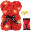 Meridiana Store Meridiana - Orso di Rose Orsetto di Rose Orsacchiotto Altezza 25 cm Teddy Bear Idea Regalo Regali per Lei Fidanzata orso rose Rosse Compleanno Anniversario idee regalo San Valentino con LED (Rosso)