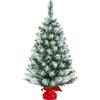 Yaheetech Mini Albero di Natale 90 cm Piccolo da Tavolo con Base Innevato in Miniatura Artificiale Realistico Portatile Decorazioni per Tavolo Stanza Ufficio