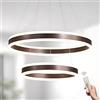 LAMPLAY Lampada A Sospensione Moderna A LED Rotonda, 2 Lampadario Ad Anello Marrone, Dimmerabile Con Telecomando 3000K-6000K Lampada Da Soffitto, Altezza Regolabile, Camera Da Letto(Ø40+60cm)