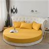 KXCAQ Lenzuolo morbido cotone rotondo lenzuolo con angoli tinta unita copriletto rotondo set biancheria da letto coprimaterasso coprimaterasso lenzuolo morbido 220x220 cm giallo