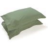 PARAMAISON Coppia Federe Cuscino Letto con Volant, Morbide Traspiranti, Set 2 Copricuscini Cotone 100% a Sacchetto, Tinta Unita | 52x82 cm Salvia