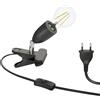 ledscom.de Lampada a morsetto E27 LIK, nera incl. filamento di lampada LED 1600lm bianco caldo