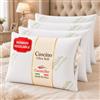 cuscini fiber - 4 Cuscini Letto Matrimoniale Ultra Soft Imbottiti con Fibra di Poliestere Molto Morbida, il Guanciale Letto Possiede un'Altezza di 15cm REGOLABILE, Federa Anallergica con Zip (Aloe)