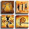 Printerland Quadri Moderni ETNICO 4 pezzi arte africa africana Sole Stampa su Tela Canvas Arredamento Arte Astratto XXL Arredo soggiorno salotto camera da letto cucina ufficio bar ristorante