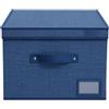 VIRSUS Scatola Cubo Portaoggetti Pieghevole BLU in tessuto con coperchio 6927, misura 30x30x30 cm, contenitore salvaspazio con maniglia per Armadio organizer per vestiti, accessori (1)
