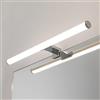 maolo Lampada LED per Specchio Bagno - Design Moderno, Luce Naturale 4000K, IP44 Resistente all'Acqua, Montaggio Diretto su Specchio o Mobile, CRI ≥80, Facile Installazione (Argento, 9W)