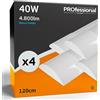 Eurocali Plafoniera LED soffitto 120cm 40W Lineare 4800 lumen - Luce Bianco Freddo 6500K - Pacco da 4 plafoniere