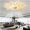 TuoyuanW Lampadario Con Ventilatore Da Soffitto Memoria Dimmerabile LED Soggiorno Ventilatore Da Soffitto Con Luce 6 Velocità Reversibile Plafoniera Con Ventilatore Con Telecomando E APP-Gold||100CM