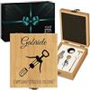 Maverton Set Cavatappi da Vino - Kit da Sommelier Degustazione Perfetta Personalizzato - Scatola in Legno di bambù + 4 Pezzi di Accessori Vino - Regalo Uomo - Regalo di Natale - Cavatappi