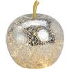 Wurm Lampada a forma di mela con asta dorata e ghirlanda luminosa a LED, lampada decorativa, lampada da tavolo, lampada a forma di mela