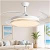 081 Store - Ventilatore da Soffitto con Luce LED e Telecomando, Pale Retrattili Trasparenti, 6 Velocità, 3 Tonalità di Luce, Timer 1/2/4/8H, Motore DC Reversibile Silenzioso, 48 Pollici 120 cm