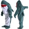 HULG Shark Blanket,Coperta di Squalo Adulto,Coperta di Squalo Indossabile,Sacco A Pelo di Squalo con Cappuccio in Velluto di Cristallo Morbido E Confortevole (Mist Blue,M)