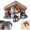 hofstein Lampada a soffitto Glostrup, lampada a soffitto dimmerabile in metallo/legno in marrone, 4 luci, paralume ruotabile e inclinabile, 4 x attacco GU10, spot in design retro, senza lampadina/e
