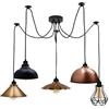 LEDSone Lampadario a sospensione a forma di ragno a 5 teste te E27 Edison Lights, paralume antico classico a 5 diverse forme, plafoniera retrò regolabile per sala da pranzo (Senza lampadina)