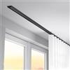 AYUNZXP Guida da soffitto in alluminio per tende, binario per tenda resistente, asta per tenda silenziosa montata a soffitto, set di guide per ufficio, soggiorno, camera da letto (nero, 120 cm)