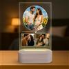 Regalos Maya Lampada personalizzata con 3 foto e cuore minimalista - regalo originale con luce LED su lastra in metacrilato e base in legno USB - personalizzazione per matrimonio, anniversario o San Valentino