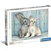 Clementoni - 35004 Collection Puzzle - Cat & Bunny - 500 Pezzi, Puzzle Adulti