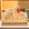 WINSD Puzzle Personalizzato con Famiglia di Orsi In Legno con 2-7 nomi Animali Sculture Artistico Regalo per la Casa per Compleanno Anniversario Famiglia Festa Della Mamma (Elefante)