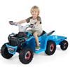 COSTWAY Quad Elettrico per Bambini, ATV elettrico con Rimorchio Posteriore, Macchina Giocattolo a Motore con Ruote Resistenti, 2-3 km/h, Veicolo per Bambini 3 Anni+ (Blu)