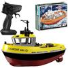 RCXTechPro Barca da corsa RC ad alta velocità in scala 1/72 - 8 km/h 2.4 GHz impermeabile telecomando elettrico modello di rimorchiatore con lunga resistenza, RTR Turbo Jet Boat per hobbisti e
