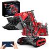 Mould King 17071 Gru escavatore per cingolato LTM 11200 con 6 motori, modello di gru telecomandato con app, kit di blocchi di bloccaggio per camion gru mobile (versione rossa)