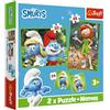 Trefl - I Puffi, Gli Allegri Puffogiochi - 3in1: 2x Puzzle + Memory Game, 30 e 48 Pezzi, Diversi Livelli di Difficoltà, 24 Memory Card, Gioco per Bambini dai 3 anni