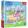Trefl, Puzzle, Peppa Pig, da 12 a 24 Pezzi, 4 Set, Ricordi Della Vacanza, per Bambini da 3 Anni