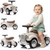 sun baby Macchinina bambino 1 anno Retro Classic, macchinina cavalcabile bambino, auto per bambini, aiuto per imparare a camminare con suoni, Volante con clacson (Avorio)