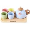 Mamabrum Set Tazzine Caffè Tisane in Legno per Bambini - Confezione Regalo con Teiera, Vassoio e 7 Pezzi - Gioco di Ruolo Educativo per Sviluppo Sociale Manuale, Età 3+ Anni