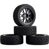 KEEDA 4 pneumatici in gomma da 68 mm e ruote in plastica per auto 1:10 RC On Road Car Traxxas Tamiya HSP HPI Kyosho 1/16 RC Rally Auto (nero)