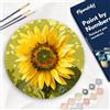 Figured'Art Dipingere con i Numeri su Disco di Legno da 30 cm - Paint by Numbers, Girasole, Passatempo per Adulti, Kit Completo, Hobby Creativi - Quadri fai da te