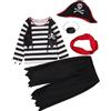 Generico Costume da pirata per ragazzi - Costume da gioco per bambini Costumé Cute 4 pezzi Set per il gioco finto | Camicia a strisce a manica lunga + pantaloni + cappello + occhiali