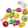 Generisch Children's Educational Teaching Tabletop Game Fruit Skewers Worm Wooden Lacing Stringing Toy Fruits Beads Toys Toddler Beaded Cornice conteggio (Giallo)