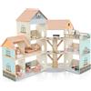 RELAX4LIFE Casa delle Bambole Alto 95 cm, Villa di Lusso in Legno, 41 Mobili e Accessori inclusi, Cameretta, Terrazza e Garage, Giocattolo per Bambini 3+ Anni (ARANCIONE)