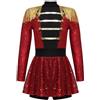LiiYii Costume da Maestro di Circo da Bambina Body da Domatrice di Circo con Paillettes Ringmaster Leotards da Danza Balletto Cosplay di Carnevale Halloween