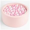 Angelove Piscina di Palline Ø 90 × 30 cm con 200 Palline - Piscina Rotonda in Schiuma con Rivestimento Rimovibile, Rosa Chiaro: Bianco/Rosa Pastello/Trasparente