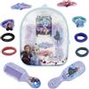 CARTOON Accessori per capelli Frozen, Disney, 10 pezzi, elastici, mollette, spazzola, con zainetto