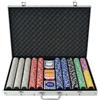 vidaXL Set Gioco Poker 1000 Chips Fiches Laser Valigetta Alluminio Gioco Carte