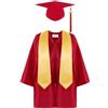 Generico 4Pz Toga Laurea Bambini Abito da Laureato Set Costumi Laurea e Ciondoli Cappello Costume da Laureato Studenti Elementare per Cerimonia Costume da Bachelor per Bambini 2-12 Anni (Red, 4-5 Years)